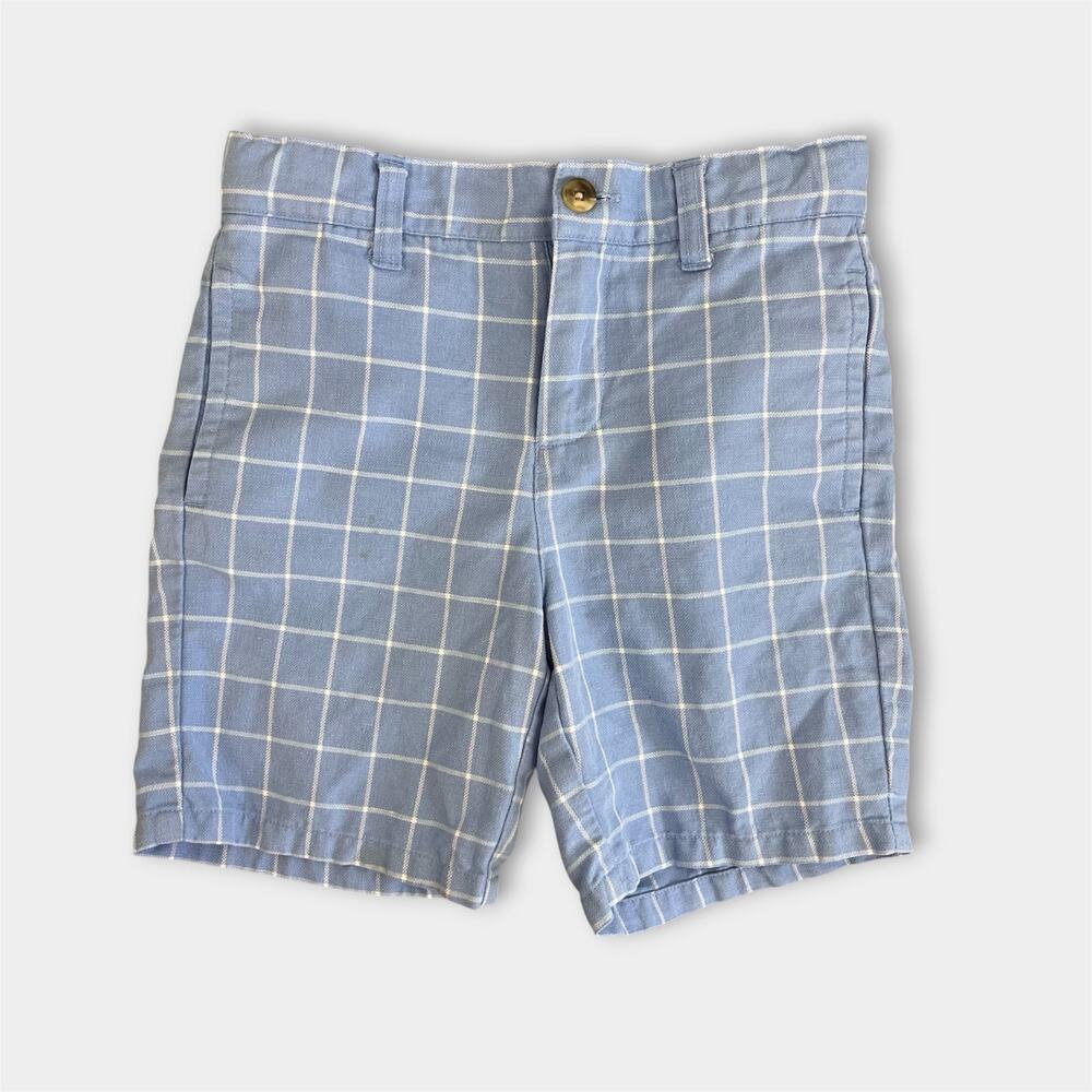 Janie and Jack Windowpane Linen Shorts Cornflower Blue 5T